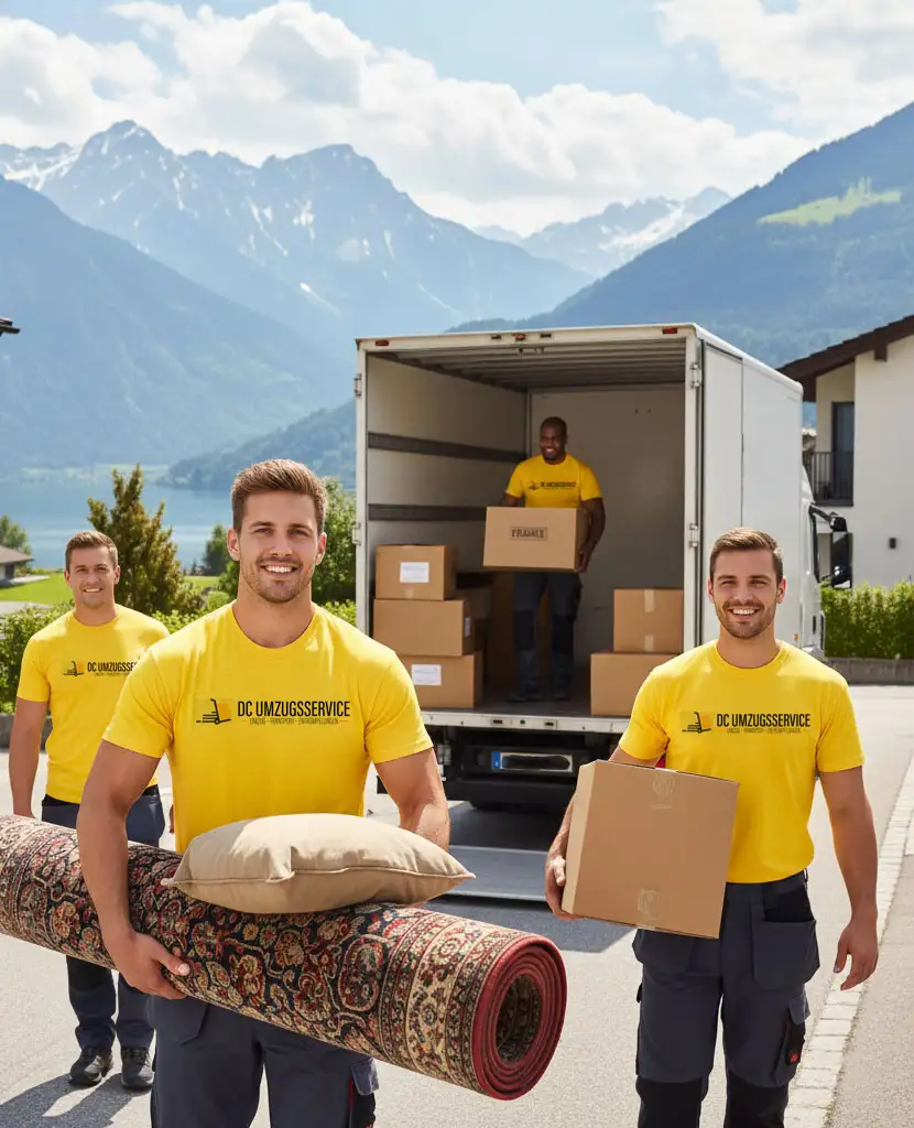 Möbelpacker von DC Umzugsservice in Klagenfurt beim sicheren Transport von Möbeln